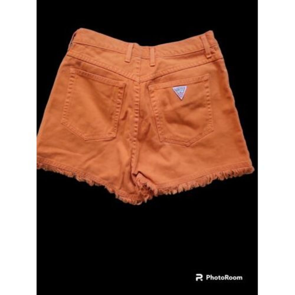 vtg 80s 90s Y2K Guess Georges Marciano‎ ORANGE USA Mad Cutoff Denim Shorts SZ 29